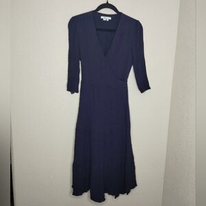 Boden Navy Viscose Midi Wrap Dress Women's Size 6